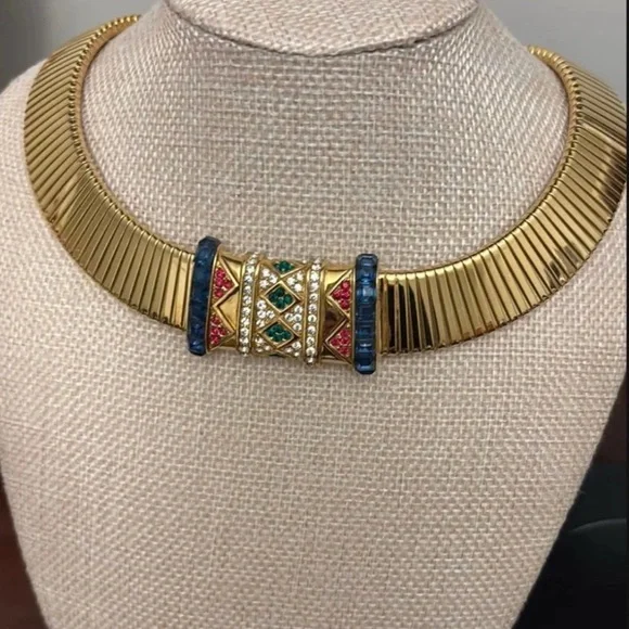 Rare Vintage Ciner Luxurious Gold Necklace with Vibrant Accents - Picture 2 of 5